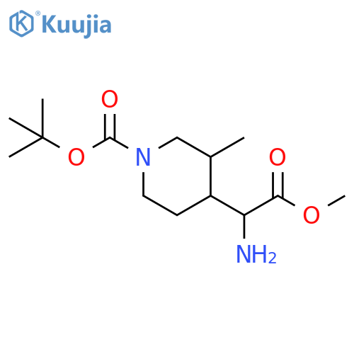 tert-butyl 4-(1-amino-2-methoxy-2-oxo-ethyl)-3-methyl-piperidine-1-carboxylate structure