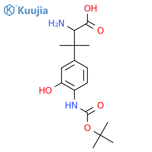 2-amino-3-(4-{(tert-butoxy)carbonylamino}-3-hydroxyphenyl)-3-methylbutanoic acid structure