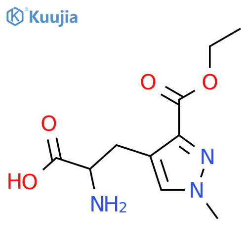 2-amino-3-3-(ethoxycarbonyl)-1-methyl-1H-pyrazol-4-ylpropanoic acid structure