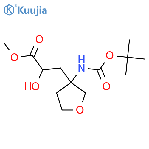 methyl 3-(3-{(tert-butoxy)carbonylamino}oxolan-3-yl)-2-hydroxypropanoate structure