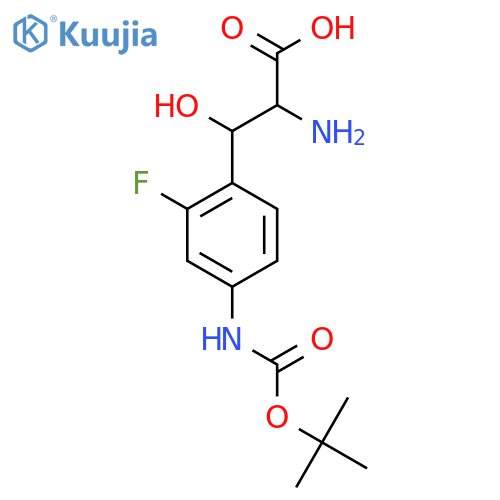 2-amino-3-(4-{(tert-butoxy)carbonylamino}-2-fluorophenyl)-3-hydroxypropanoic acid structure