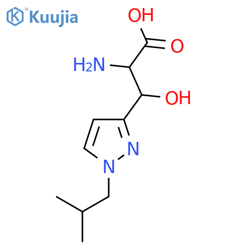 2-amino-3-hydroxy-3-1-(2-methylpropyl)-1H-pyrazol-3-ylpropanoic acid structure