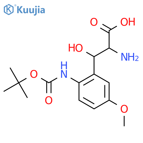 2-amino-3-(2-{(tert-butoxy)carbonylamino}-5-methoxyphenyl)-3-hydroxypropanoic acid structure