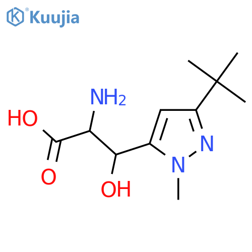 2-amino-3-(3-tert-butyl-1-methyl-1H-pyrazol-5-yl)-3-hydroxypropanoic acid structure