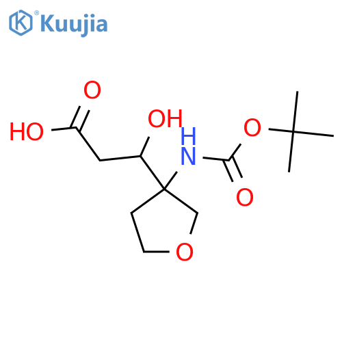 3-(3-{(tert-butoxy)carbonylamino}oxolan-3-yl)-3-hydroxypropanoic acid structure
