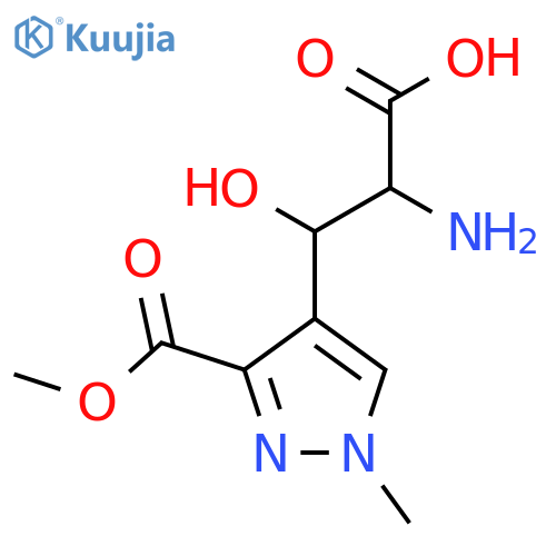 2-amino-3-hydroxy-3-3-(methoxycarbonyl)-1-methyl-1H-pyrazol-4-ylpropanoic acid structure