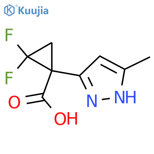 2,2-difluoro-1-(5-methyl-1H-pyrazol-3-yl)cyclopropane-1-carboxylic acid structure