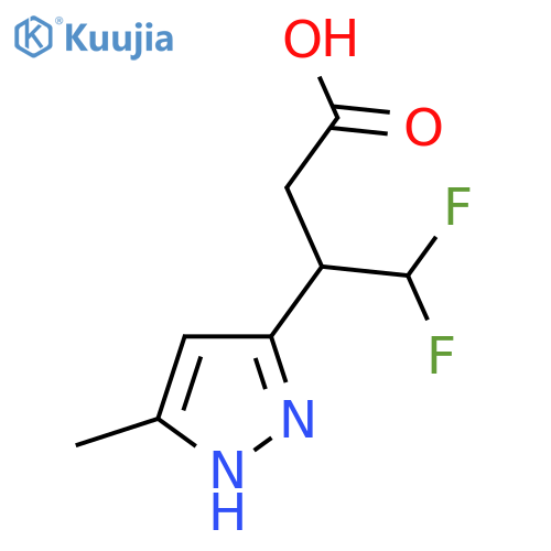 4,4-difluoro-3-(5-methyl-1H-pyrazol-3-yl)butanoic acid structure
