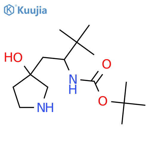 tert-butyl N-1-(3-hydroxypyrrolidin-3-yl)-3,3-dimethylbutan-2-ylcarbamate structure