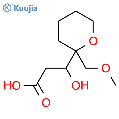 3-hydroxy-3-2-(methoxymethyl)oxan-2-ylpropanoic acid structure