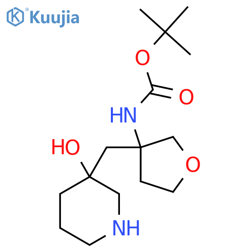 tert-butyl N-{3-(3-hydroxypiperidin-3-yl)methyloxolan-3-yl}carbamate structure