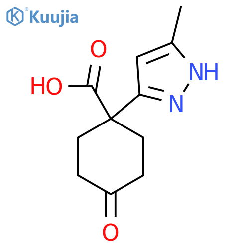 1-(5-methyl-1H-pyrazol-3-yl)-4-oxocyclohexane-1-carboxylic acid structure