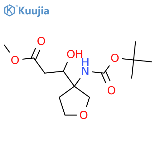 methyl 3-(3-{(tert-butoxy)carbonylamino}oxolan-3-yl)-3-hydroxypropanoate structure