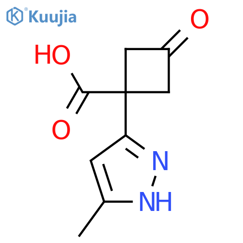 1-(5-methyl-1H-pyrazol-3-yl)-3-oxocyclobutane-1-carboxylic acid structure