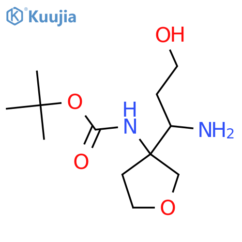 tert-butyl N-3-(1-amino-3-hydroxypropyl)oxolan-3-ylcarbamate structure