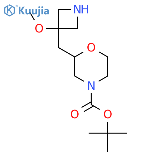 tert-butyl 2-(3-methoxyazetidin-3-yl)methylmorpholine-4-carboxylate structure