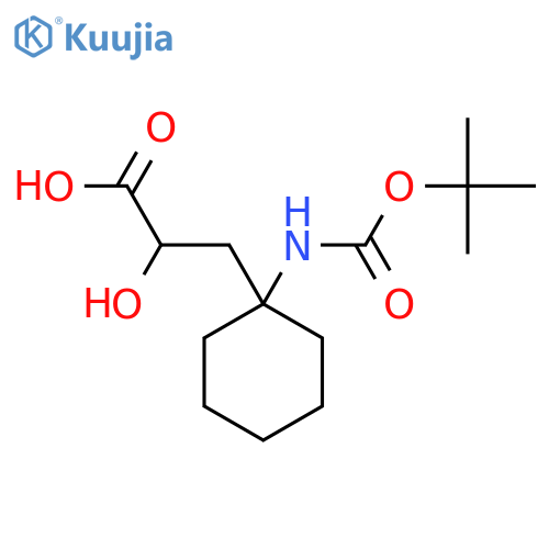 3-(1-{(tert-butoxy)carbonylamino}cyclohexyl)-2-hydroxypropanoic acid structure