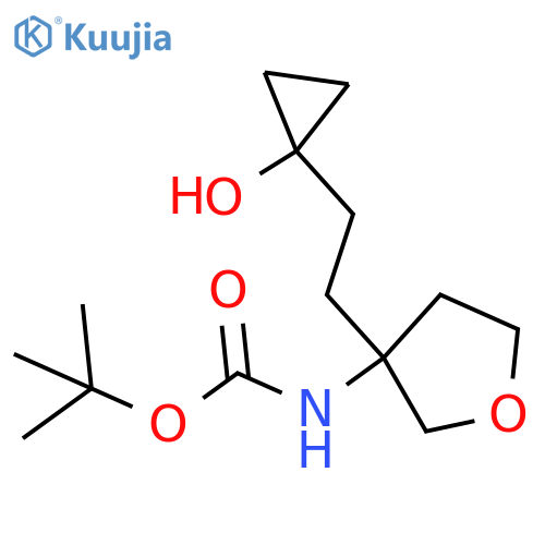 tert-butyl N-{3-2-(1-hydroxycyclopropyl)ethyloxolan-3-yl}carbamate structure