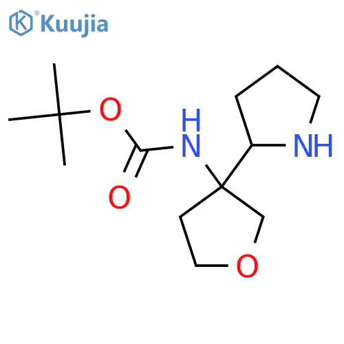 tert-butyl N-3-(pyrrolidin-2-yl)oxolan-3-ylcarbamate structure