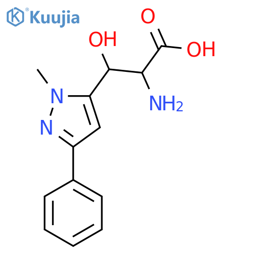2-amino-3-hydroxy-3-(1-methyl-3-phenyl-1H-pyrazol-5-yl)propanoic acid structure