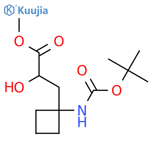 methyl 3-(1-{(tert-butoxy)carbonylamino}cyclobutyl)-2-hydroxypropanoate structure