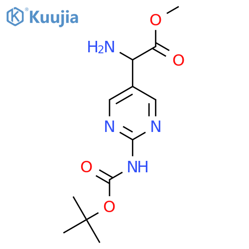 methyl 2-amino-2-(2-{(tert-butoxy)carbonylamino}pyrimidin-5-yl)acetate structure