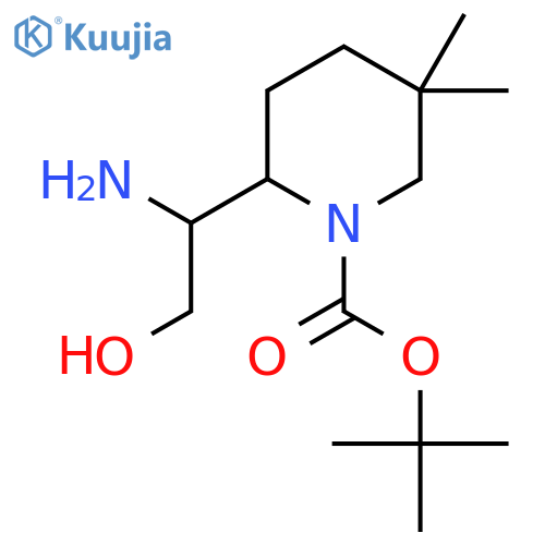 tert-butyl 2-(1-amino-2-hydroxyethyl)-5,5-dimethylpiperidine-1-carboxylate structure