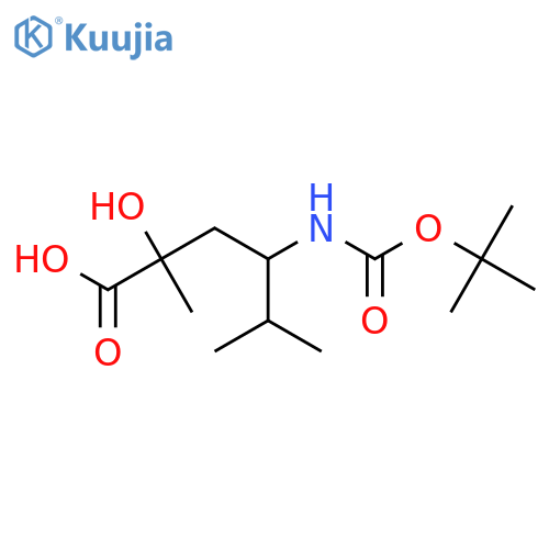 4-{(tert-butoxy)carbonylamino}-2-hydroxy-2,5-dimethylhexanoic acid structure