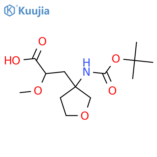 3-(3-{(tert-butoxy)carbonylamino}oxolan-3-yl)-2-methoxypropanoic acid structure