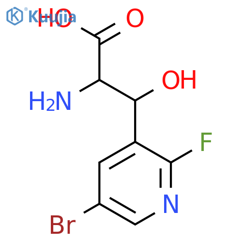 2-amino-3-(5-bromo-2-fluoropyridin-3-yl)-3-hydroxypropanoic acid structure