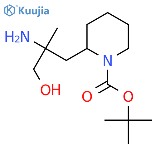 tert-butyl 2-(2-amino-3-hydroxy-2-methylpropyl)piperidine-1-carboxylate structure