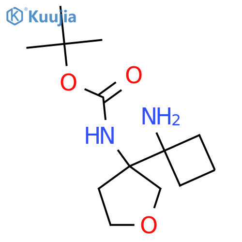 tert-butyl N-3-(1-aminocyclobutyl)oxolan-3-ylcarbamate structure
