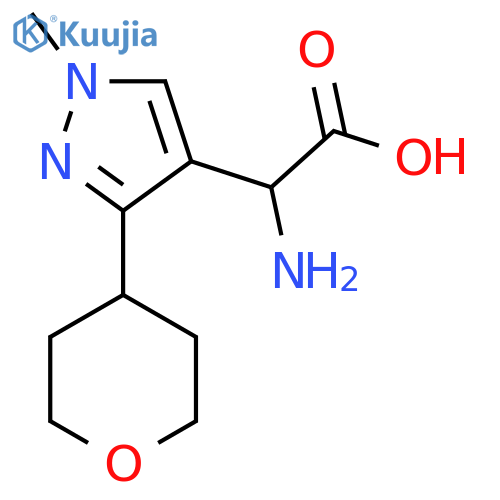 2-amino-2-1-methyl-3-(oxan-4-yl)-1H-pyrazol-4-ylacetic acid structure