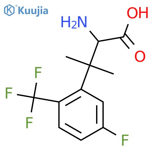 2-amino-3-5-fluoro-2-(trifluoromethyl)phenyl-3-methylbutanoic acid structure
