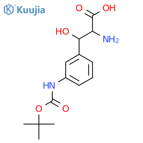 2-amino-3-(3-{(tert-butoxy)carbonylamino}phenyl)-3-hydroxypropanoic acid structure