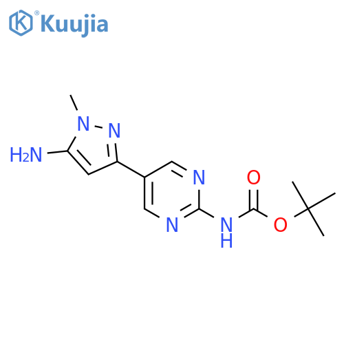 tert-butyl N-5-(5-amino-1-methyl-1H-pyrazol-3-yl)pyrimidin-2-ylcarbamate structure