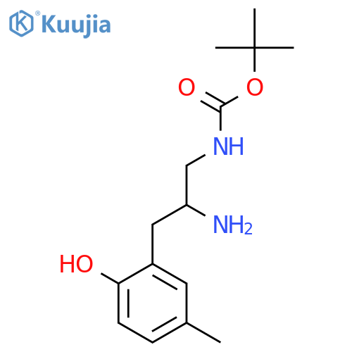 tert-butyl N-2-amino-3-(2-hydroxy-5-methylphenyl)propylcarbamate structure
