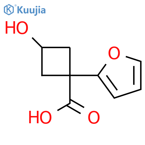1-(furan-2-yl)-3-hydroxycyclobutane-1-carboxylic acid structure