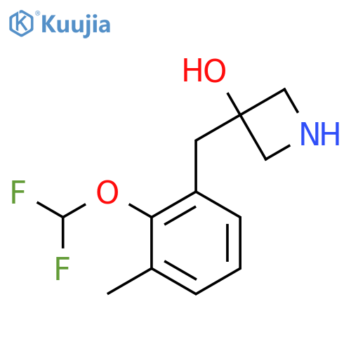 3-{2-(difluoromethoxy)-3-methylphenylmethyl}azetidin-3-ol structure