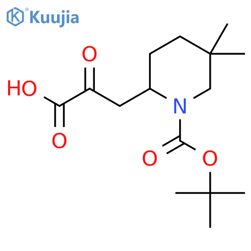 3-{1-[(Tert-butoxy)carbonyl]-5,5-dimethylpiperidin-2-yl}-2-oxopropanoic acid structure