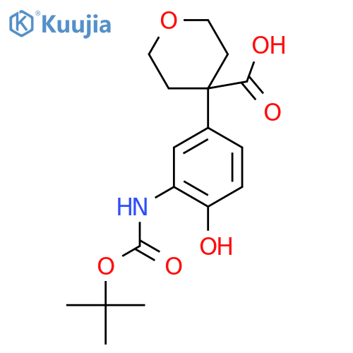 4-(3-{[(Tert-butoxy)carbonyl]amino}-4-hydroxyphenyl)oxane-4-carboxylic acid structure