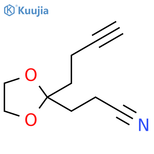 3-2-(but-3-yn-1-yl)-1,3-dioxolan-2-ylpropanenitrile structure