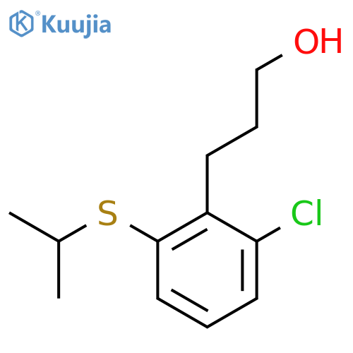 3-2-chloro-6-(propan-2-ylsulfanyl)phenylpropan-1-ol structure