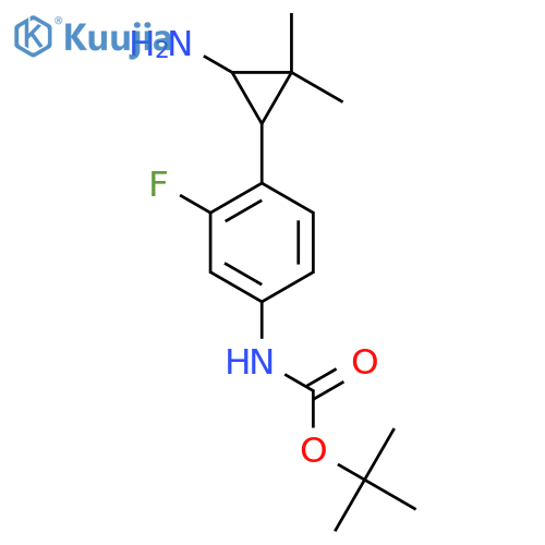 tert-butyl N-4-(3-amino-2,2-dimethylcyclopropyl)-3-fluorophenylcarbamate structure