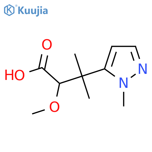2-methoxy-3-methyl-3-(1-methyl-1H-pyrazol-5-yl)butanoic acid structure