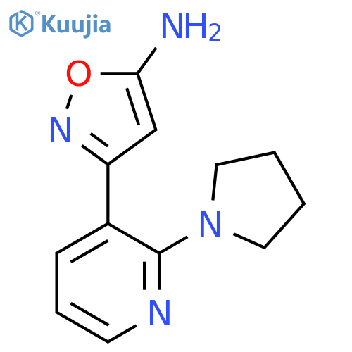 3-2-(pyrrolidin-1-yl)pyridin-3-yl-1,2-oxazol-5-amine structure
