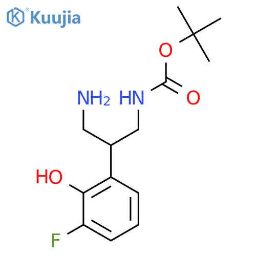 tert-butyl N-3-amino-2-(3-fluoro-2-hydroxyphenyl)propylcarbamate structure