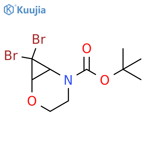 tert-butyl 7,7-dibromo-2-oxa-5-azabicyclo4.1.0heptane-5-carboxylate structure