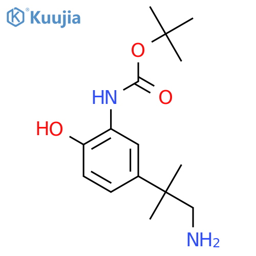 tert-butyl N-5-(1-amino-2-methylpropan-2-yl)-2-hydroxyphenylcarbamate structure