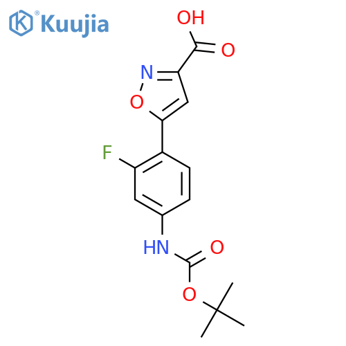 5-(4-{(tert-butoxy)carbonylamino}-2-fluorophenyl)-1,2-oxazole-3-carboxylic acid structure